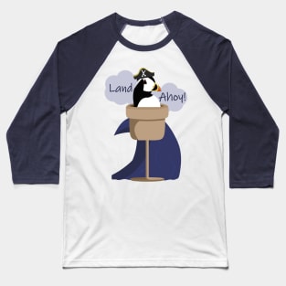 Land Ahoy! Pirate Puffin in a Lookout Baseball T-Shirt